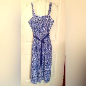 Jessica Howard Blue and White Midi Dress Sz 12